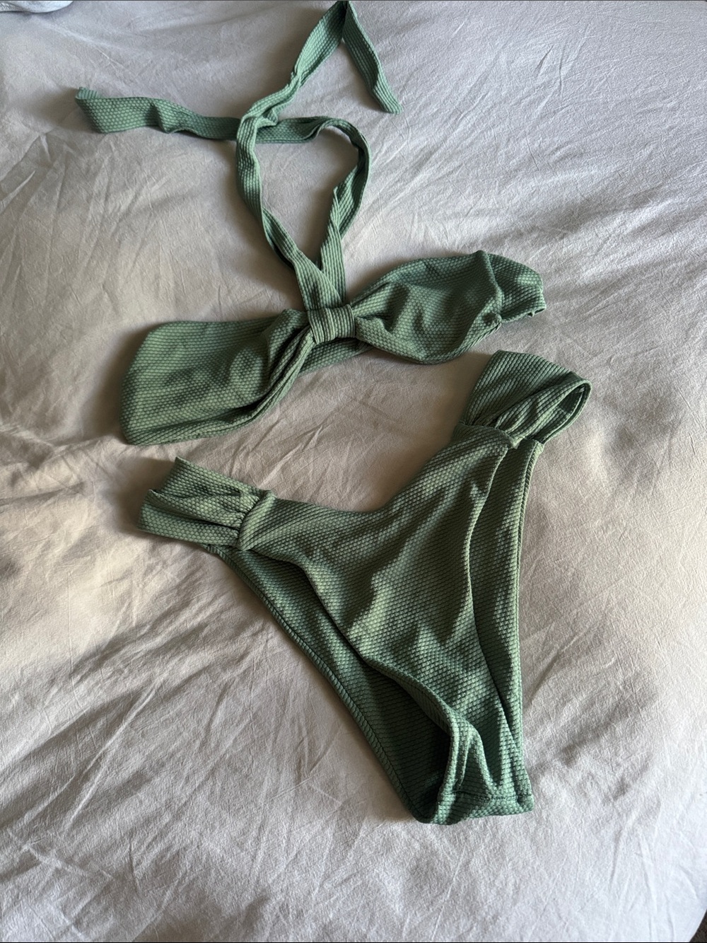 Textured Sage Green Bikini Set